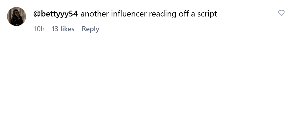 Instagram comment